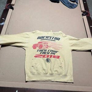 Beige Rockstar Sweatshirt with Red Graphic